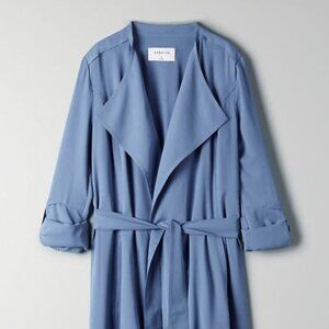 Babaton Belted Flowy Trenchcoat in Smokey Blue